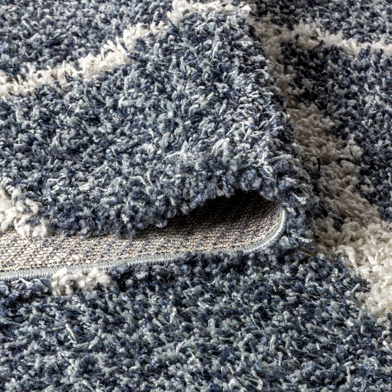 Gabrielle Mercer Shag Plush Tassel Moroccan Geometric Trellis Area Rug