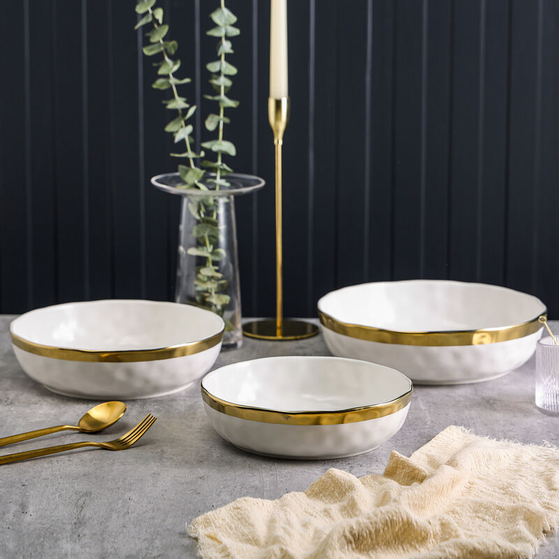 Stone Lain Florian Porcelain Serving Shallow Bowl Set 3 Piece