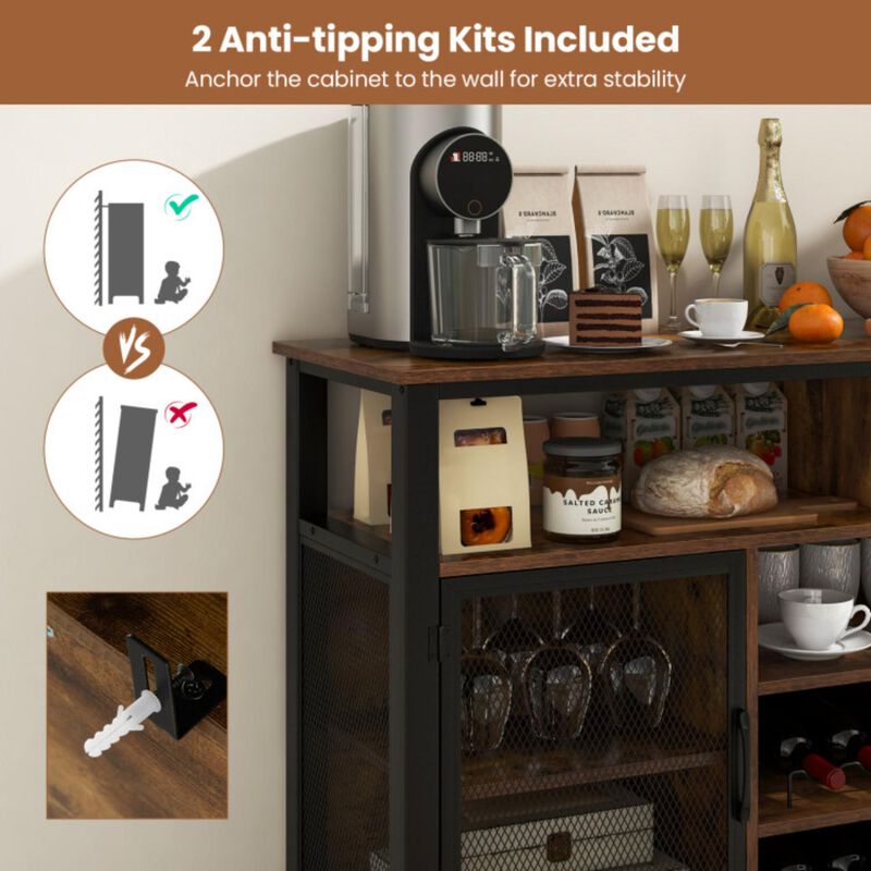 Hivvago 55-Inch Buffet Sideboard with 8-Bottle Wine Racks and Wine Glass Holders