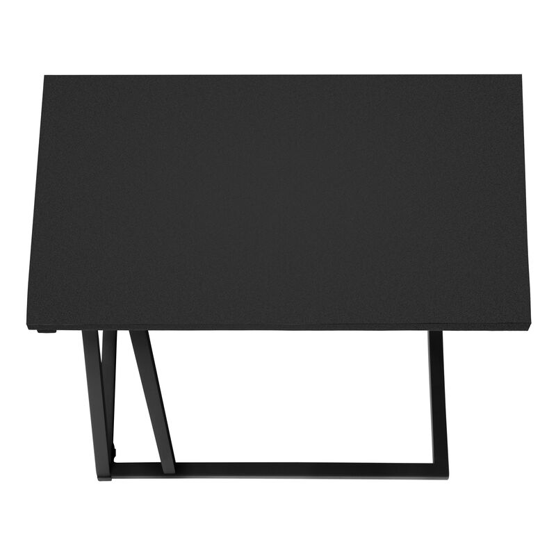 Monarch Specialties I 3247 Accent Table, C-shaped, End, Side, Snack, Living Room, Bedroom, Metal, Laminate, Black, Contemporary, Modern