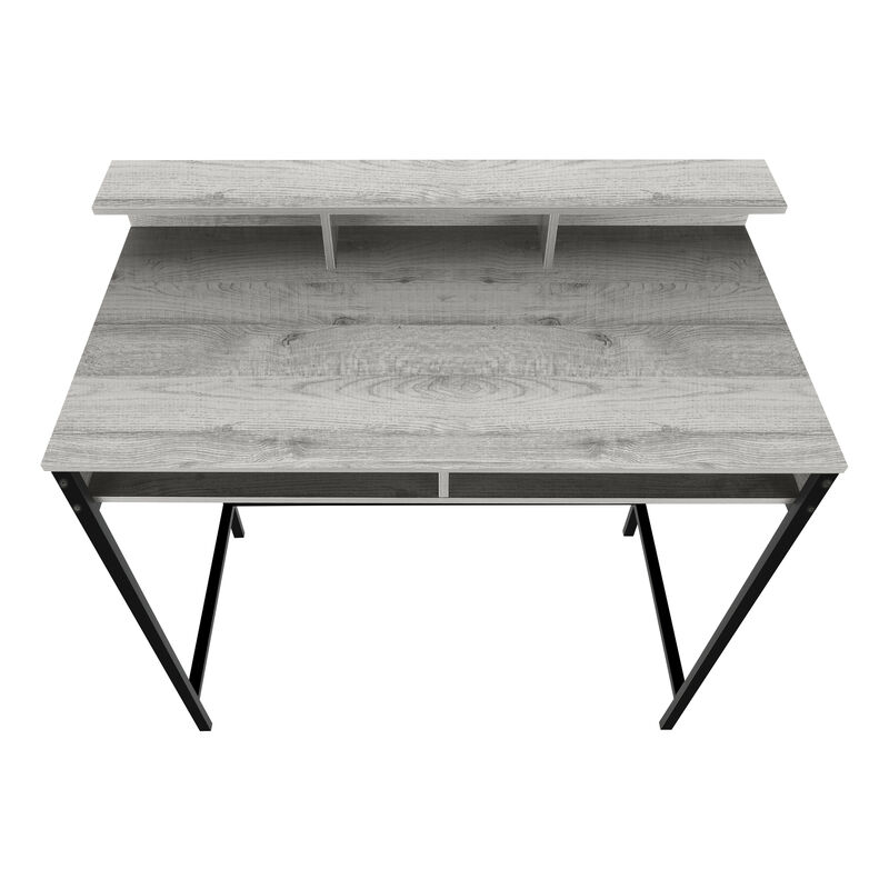 Monarch Specialties I 7703 Computer Desk, Home Office, Standing, Storage Shelves, 48"L, Work, Laptop, Metal, Laminate, Grey, Black, Contemporary, Modern