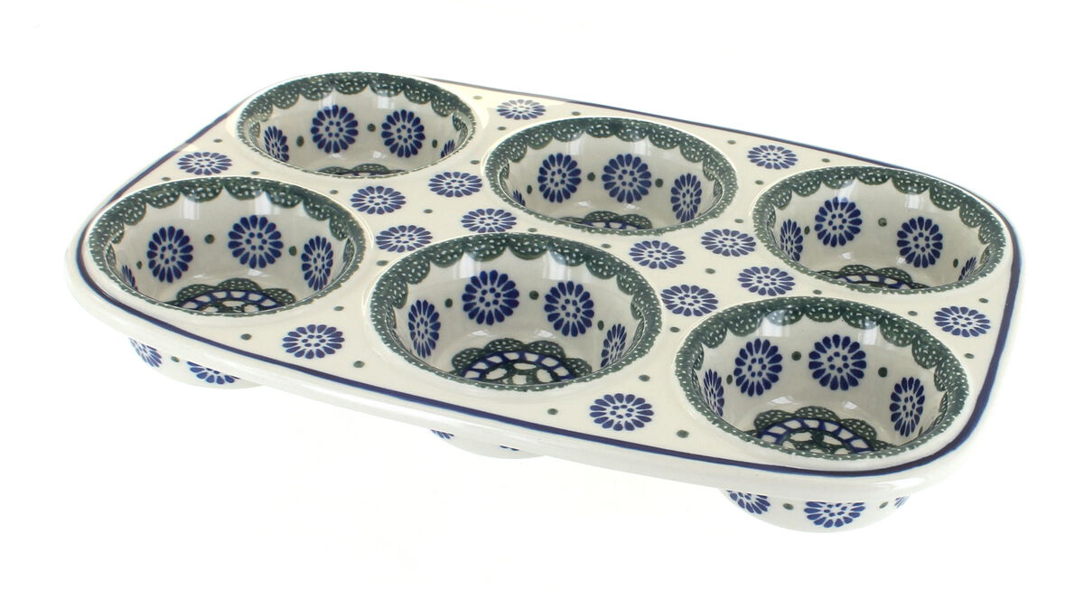 Blue Rose Polish Pottery Alyce Muffin Pan