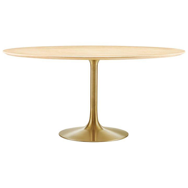 Modway - Lippa 60" Round Wood Grain Dining Table Gold Natural