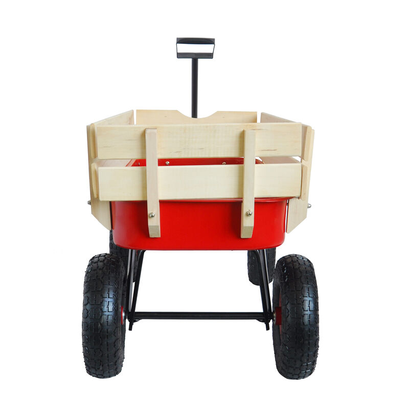 Heavy-Duty Outdoor Sport Wagon with Wooden Side Panels and Air Tires