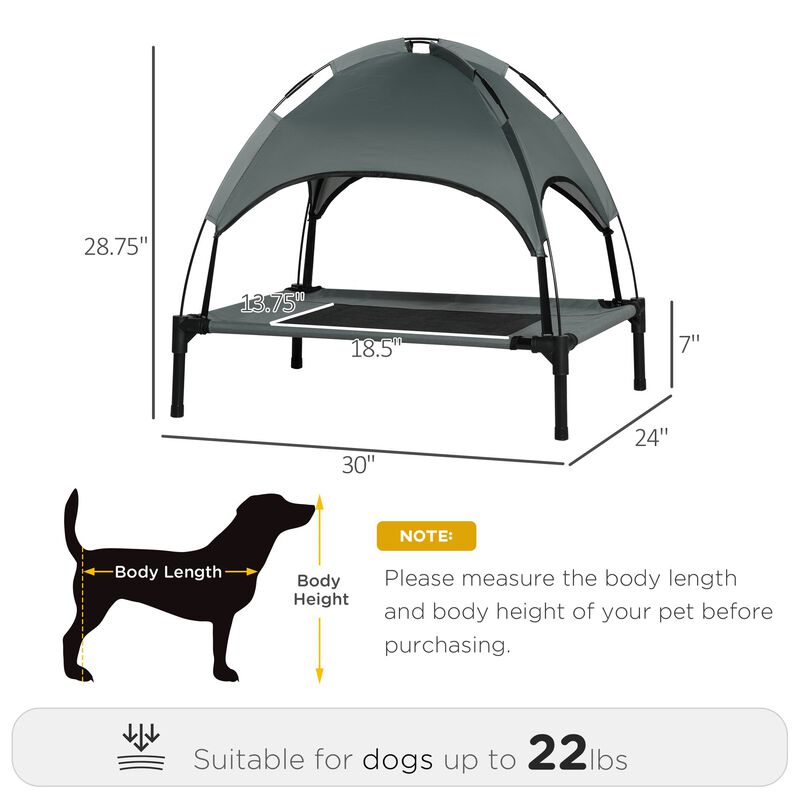 Compact Canine Coolspot: 30" Portable Elevated Dog Cot with UV Canopy