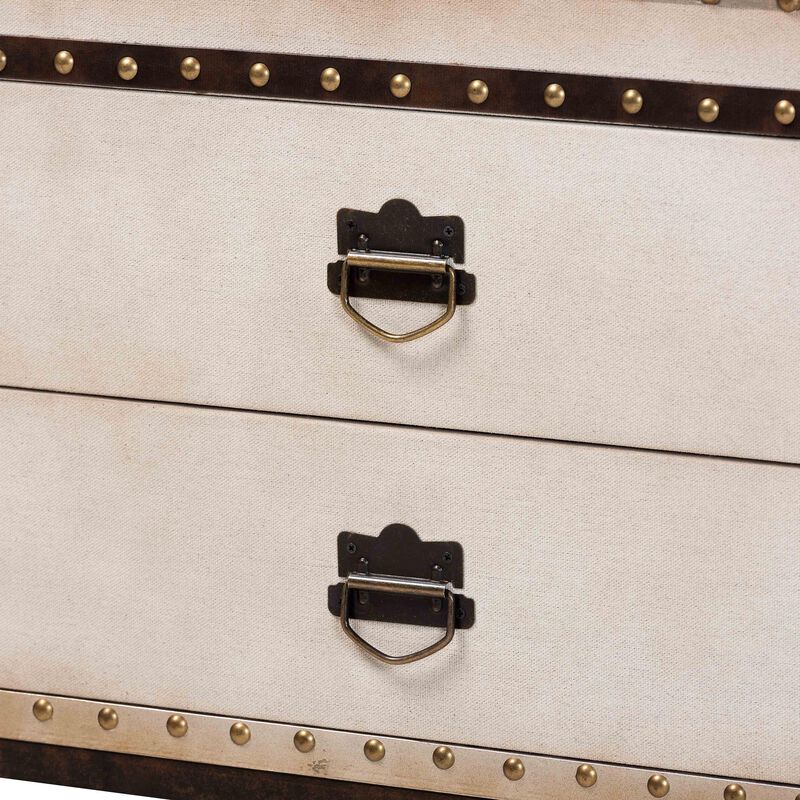 Baxton Studio Heaton Vintage Weathered White Canvas 4 Drawer Storage Bench