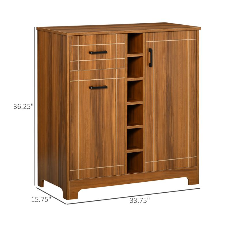 Brown Vintage Storage: Wine Cabinet with 6-Bottle Holder & Glass Rack