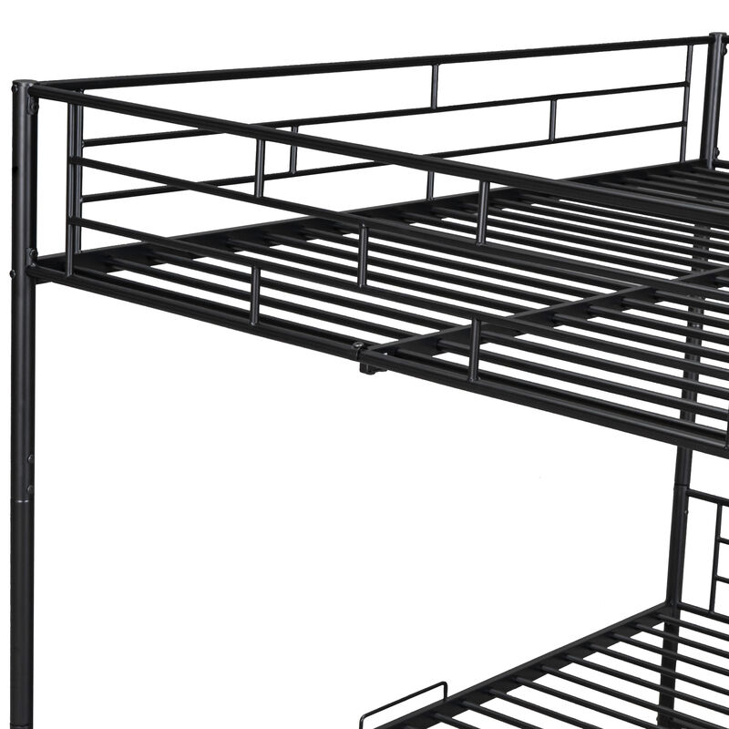 Merax Metal Bunk Bed with Shelf and Guardrails