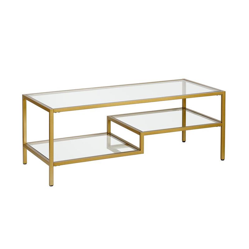 Hudson&Canal Lovett 45'' Wide Rectangular Coffee Table in Brass
