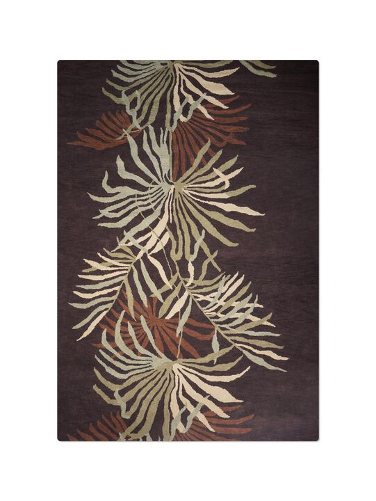 RUGSOTIC CARPETS HAND TUFTED WOOL ECO-FRIENDLY AREA RUGS  - 8'x11', Rectangle Shape, Brown, Floral Modern Design, High Pile Thick Handmade Anti Skid Area Rugs for Living Room, Bed Room (K00666)