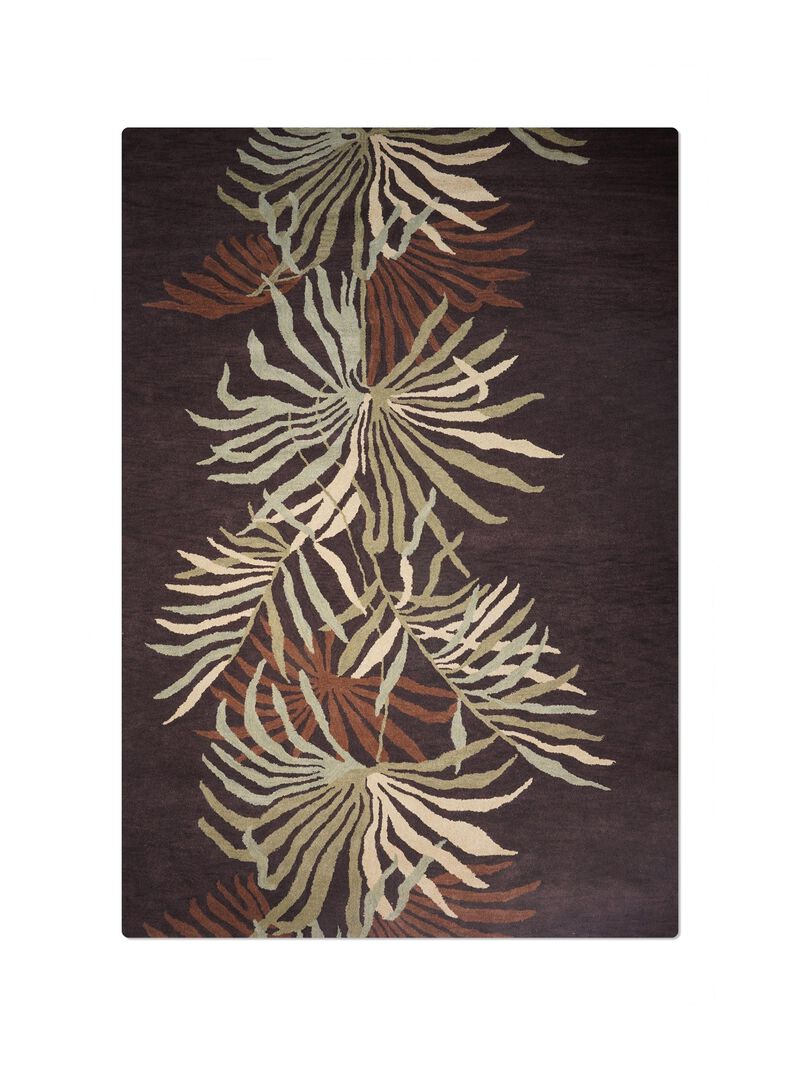 RUGSOTIC CARPETS HAND TUFTED WOOL ECO-FRIENDLY AREA RUGS  - 8'x11', Rectangle Shape, Brown, Floral Modern Design, High Pile Thick Handmade Anti Skid Area Rugs for Living Room, Bed Room (K00666)