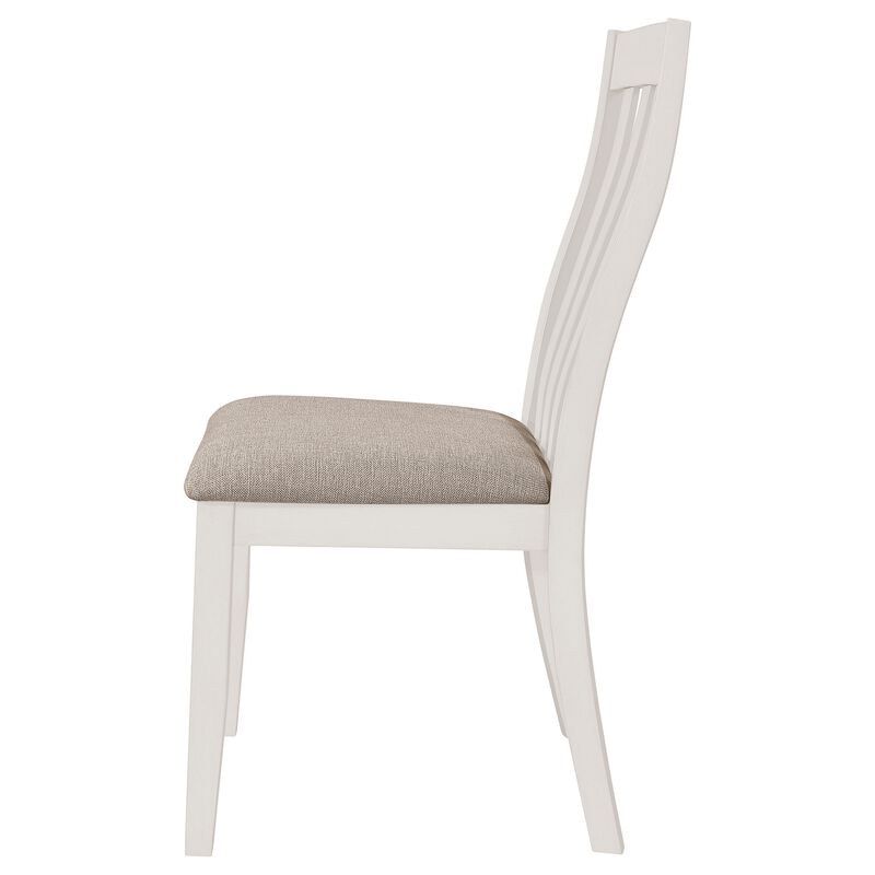 Ane 20 Inch Dining Side Chair Set of 2, Farmhouse, Slatted Back, White Wood - Benzara
