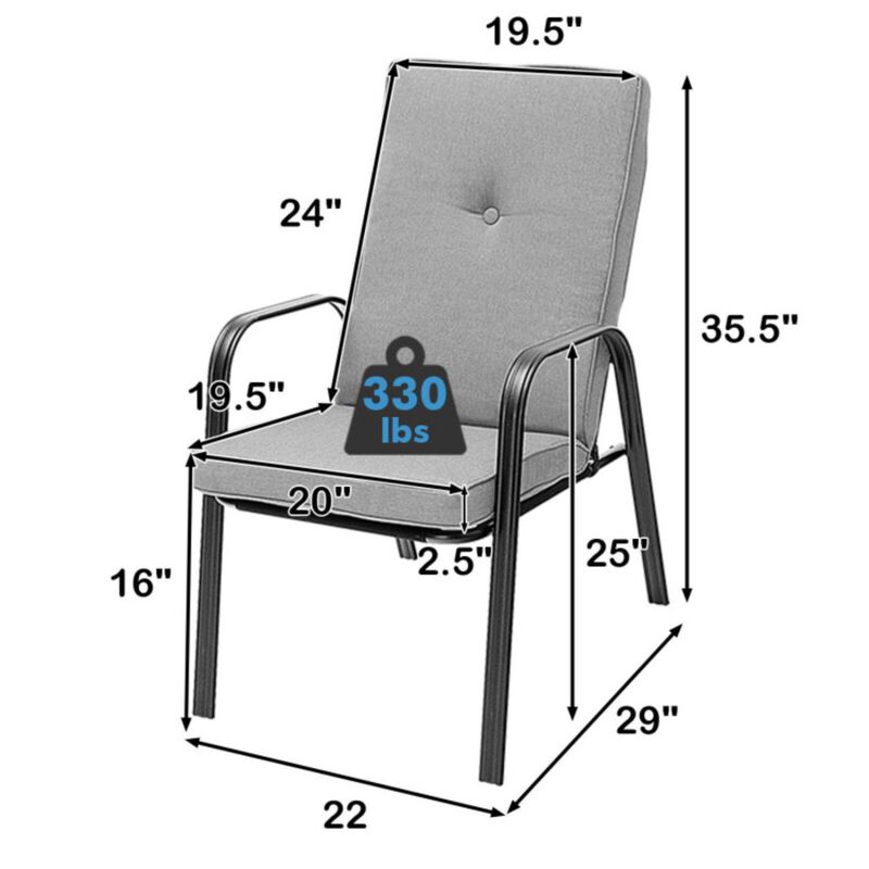 Hivvago 4 Patio Dining Stackable Chairs Set with High-Back Cushions