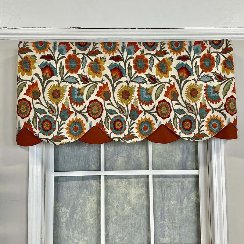 RLF Home Fiesta Floral Petticoat Window Treatment High Quality Valance 3" Rod Pocket 50" x 15" Rust/Multicolor