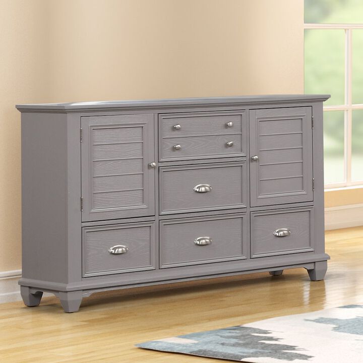 New Classic Furniture Jamestown Wood 5-Drawer Dresser, Gray