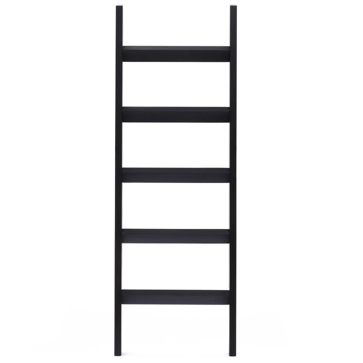 LuxenHome Black Wood 4.8ft Decorative Blanket Ladder