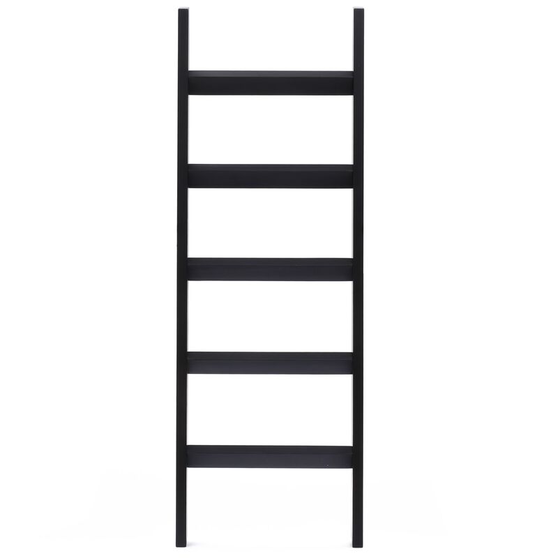 LuxenHome Black Wood 4.8ft Decorative Blanket Ladder