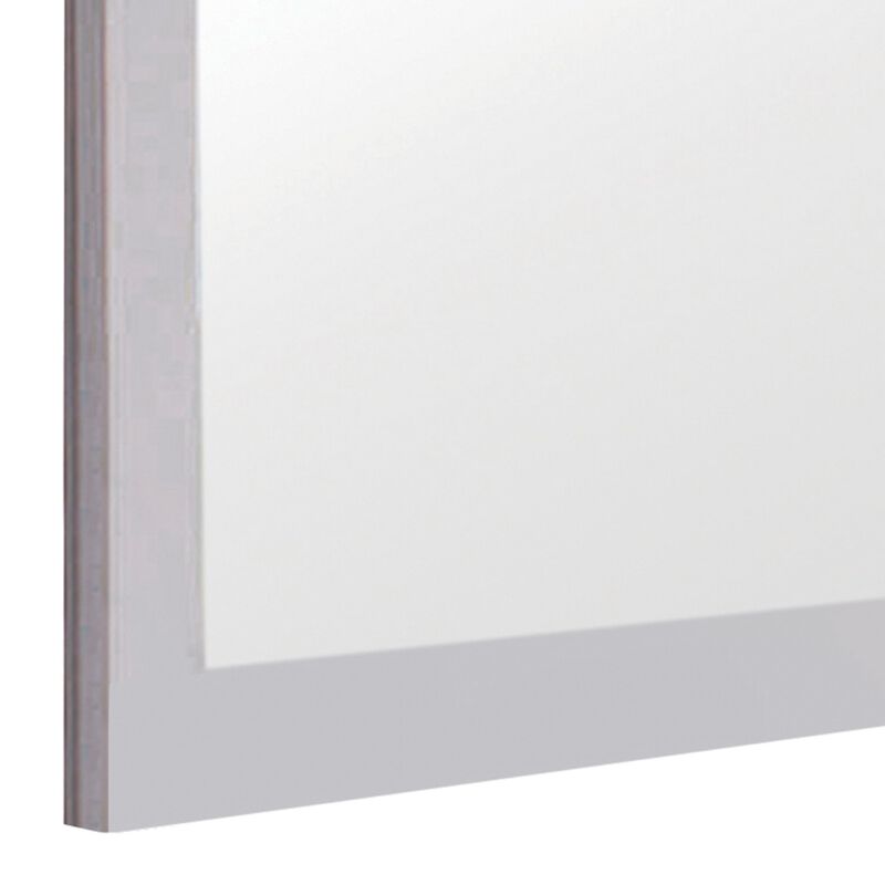 Wooden Frame Mirror with Mounting Hardware, White-Benzara