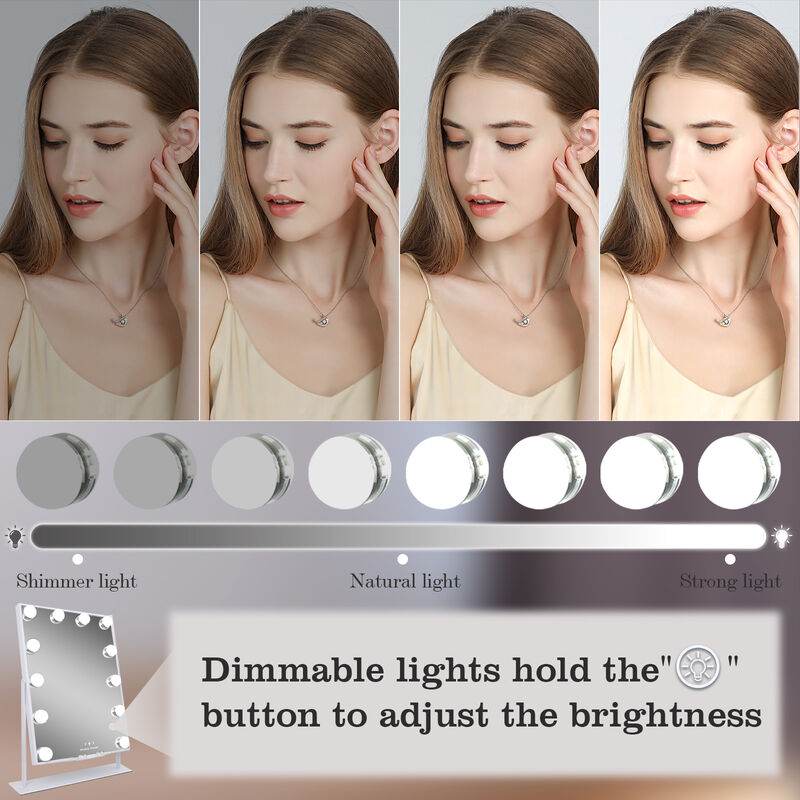 12''*16'' Hollywood makeup vanity mirror 12 LED Bulbs With Buletooth Wireless Charging