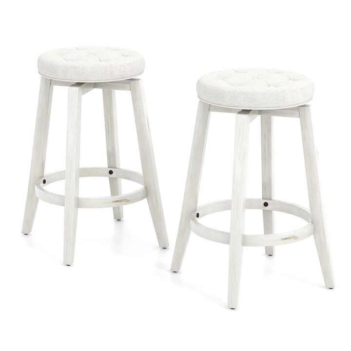 Set of 2 Upholstered Swivel Bar Stools with Padded Seats for Stylish Kitchen & Home Bar Seating