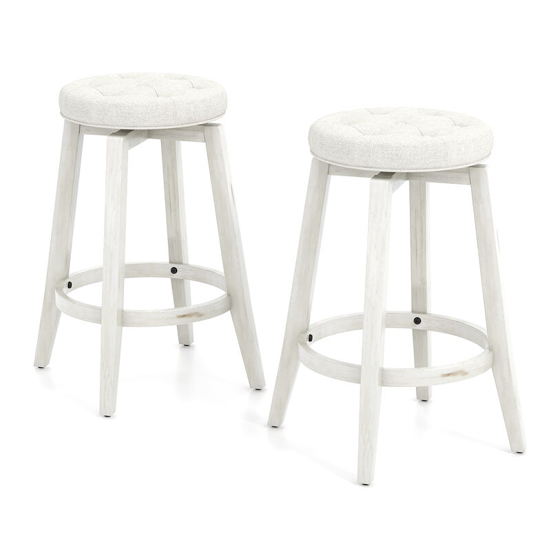 Set of 2 Upholstered Swivel Bar Stools with Padded Seats for Stylish Kitchen & Home Bar Seating