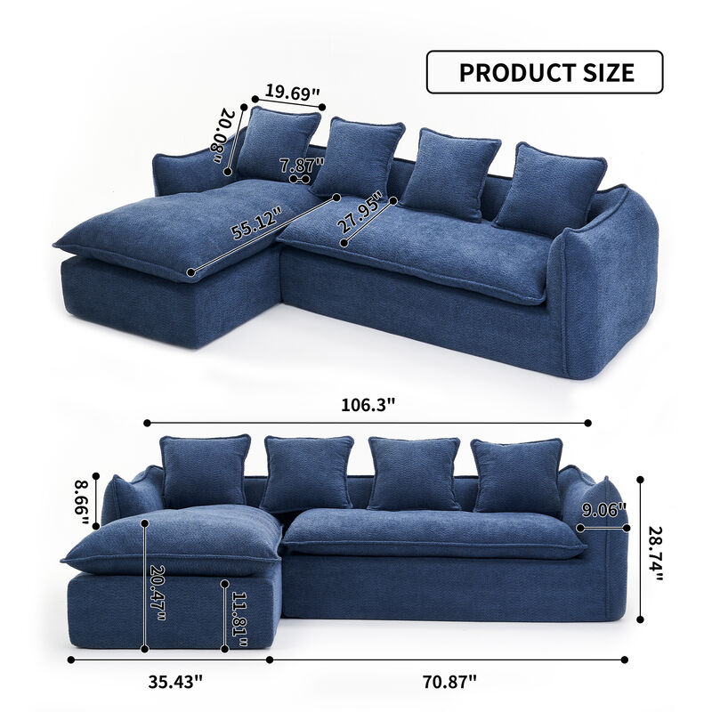 Merax 3-Seater Comfy L-Shape Sofa Couch with Chaise
