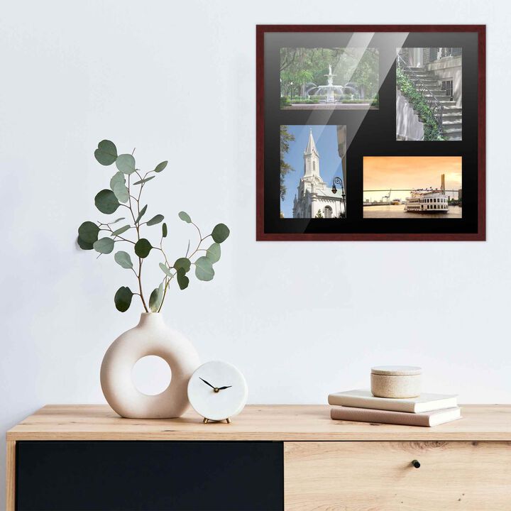 12x12 Wood Collage Frame with a Black Mat for 4x6 Pictures