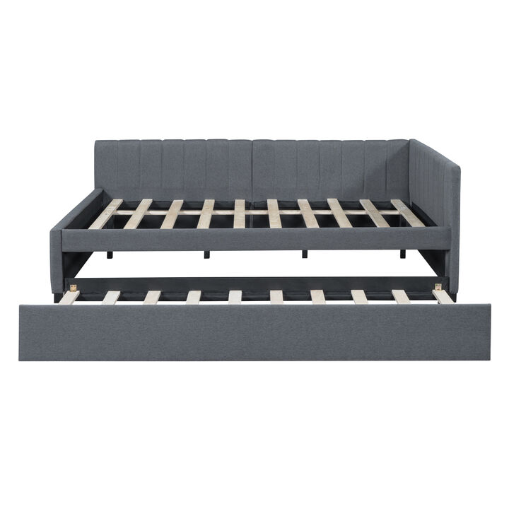 Merax Upholstered Daybed Bed Frame with Trundle