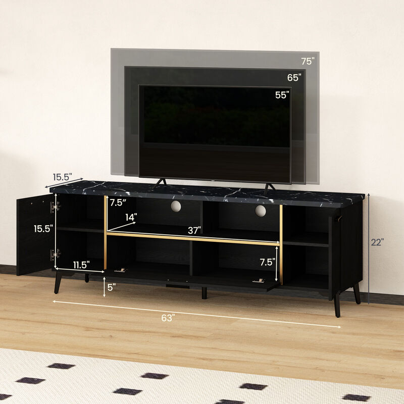 TV Stand with Flip Door Cabinet for TVs with Convenient Storage and Stylish Design