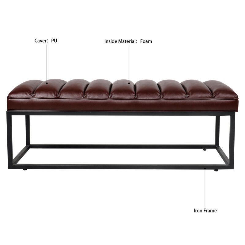 Metal Base Upholstered Bench For Bedroom For Entryway