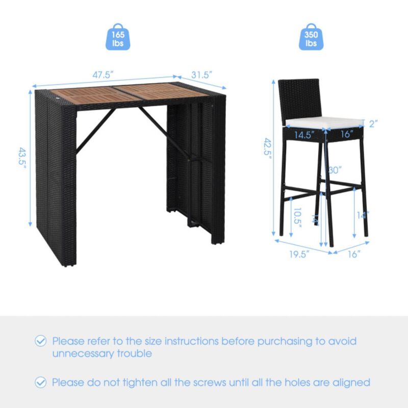 Hivvago 5 Pieces Patio Acacia Wood Dining Set