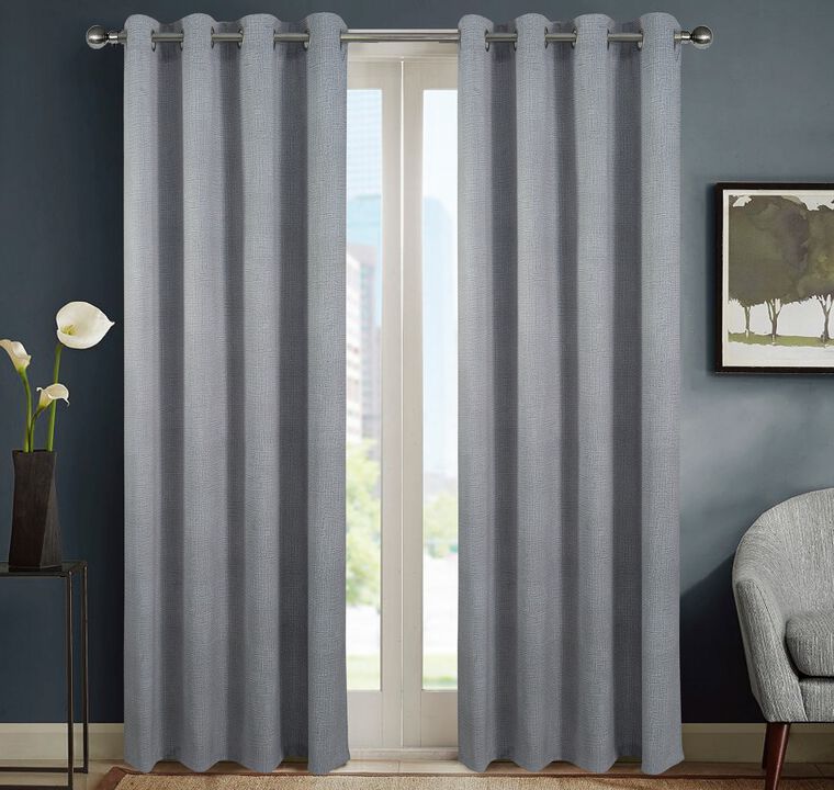 RT Designers Sofia Printed Blackout Grommet Panel - 52x84", Silver