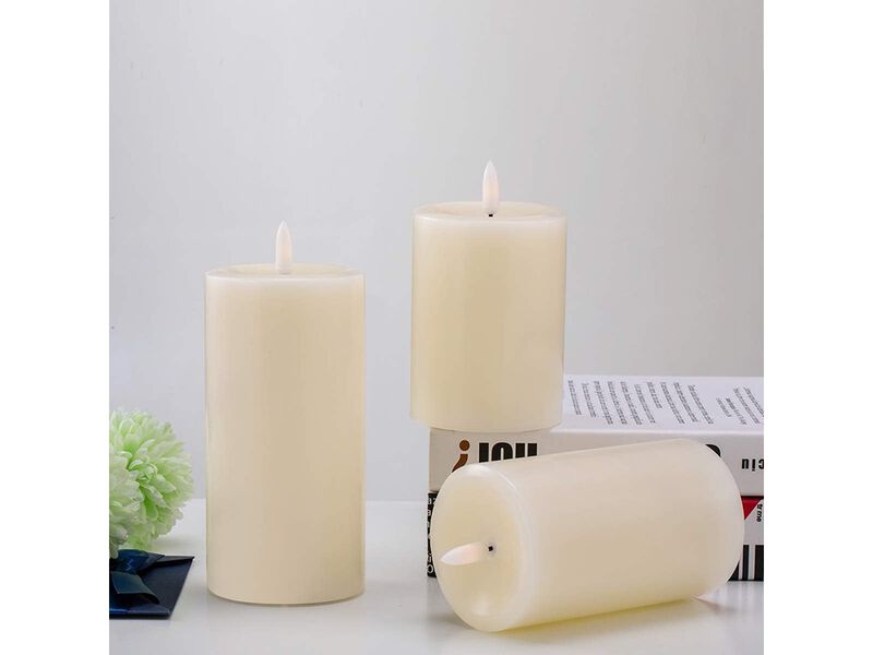 UNIVELA Flameless Candles Set of 3, Realistic Real Wax Top Flat