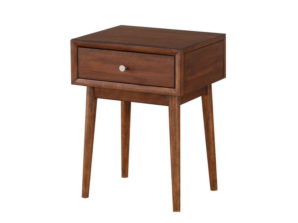 1 Drawer Wooden End Table with Splayed Legs, Walnut Brown-Benzara