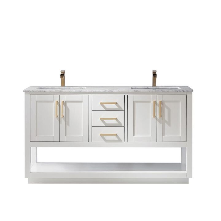Altair 60 Double Bathroom Vanity Set in White without Mirror