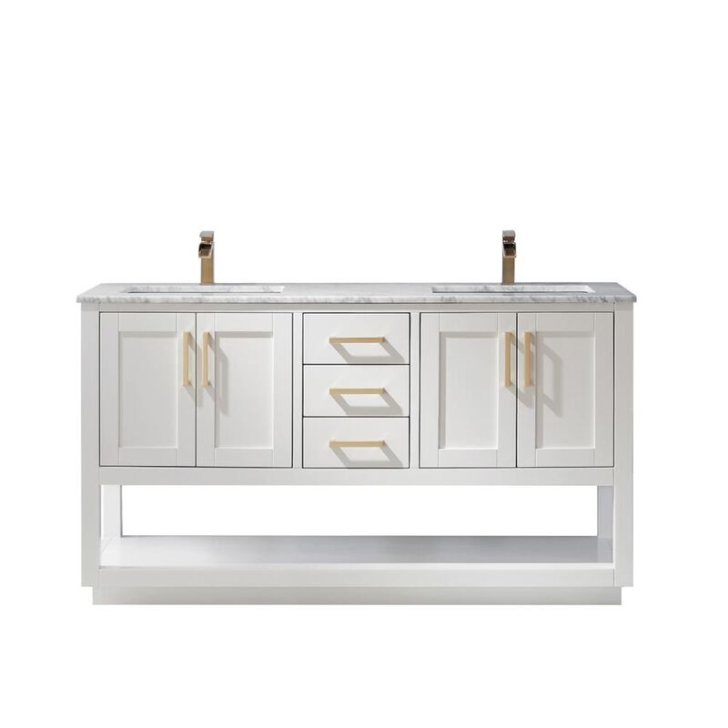 Altair 60 Double Bathroom Vanity Set in White without Mirror