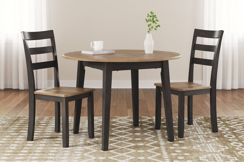 Gesthaven Dropleaf Round Table & 2 Chairs