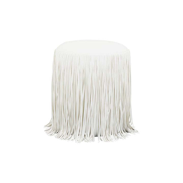 Shag Me Ivory Performance Vegan Leather Ottoman