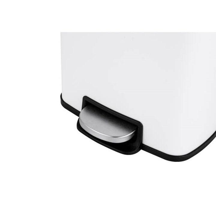 1.3 Gallon Stylish Rectangular Shape Matt White Trash Can