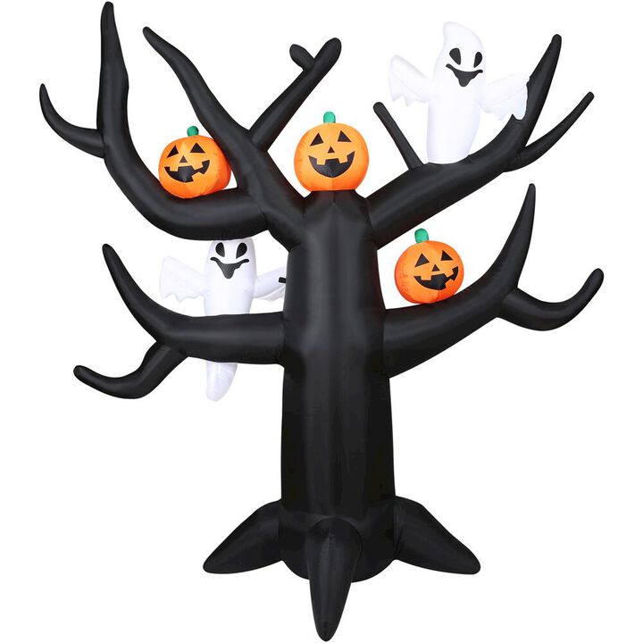 Haunted Hill Farm 8ft Inflatable Spooky Tree with Ghosts, Pumpkins with Lights