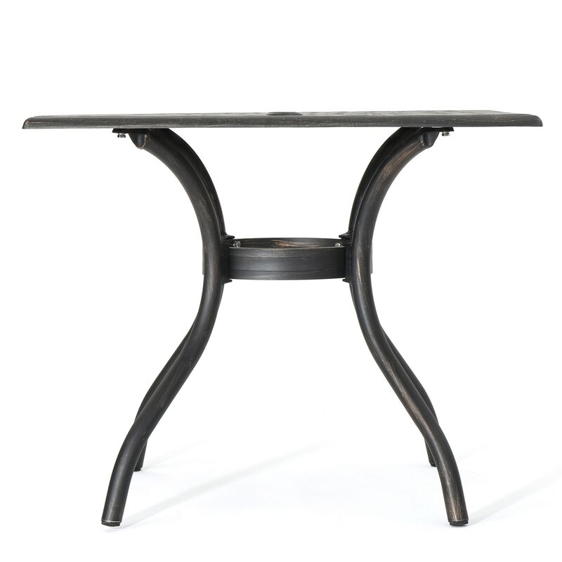 Serb Outdoor Dining Table, 37 Inch Square, Handcrafted Copper Patina Finish