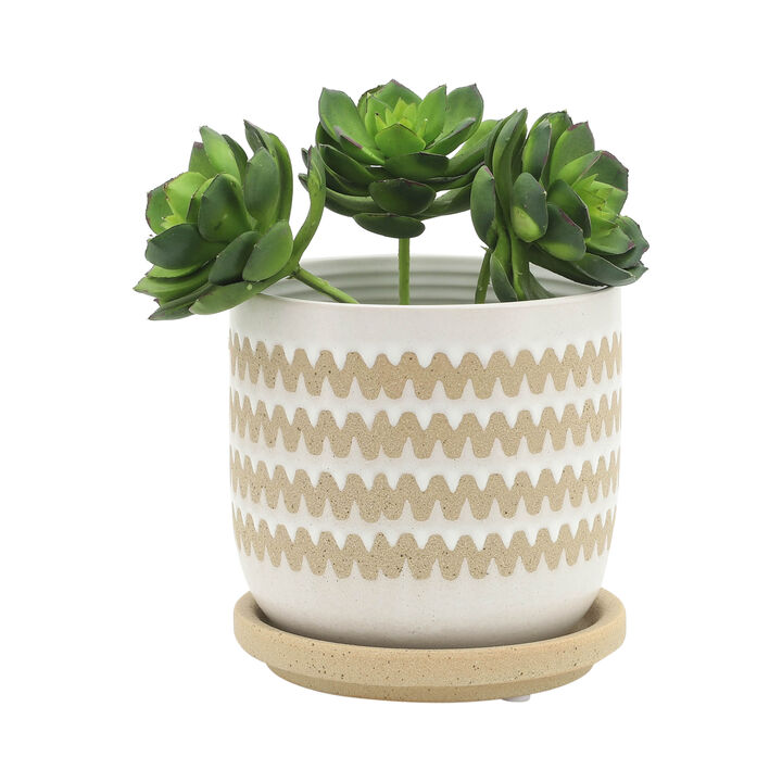Zig-zag Planter with Saucer Set