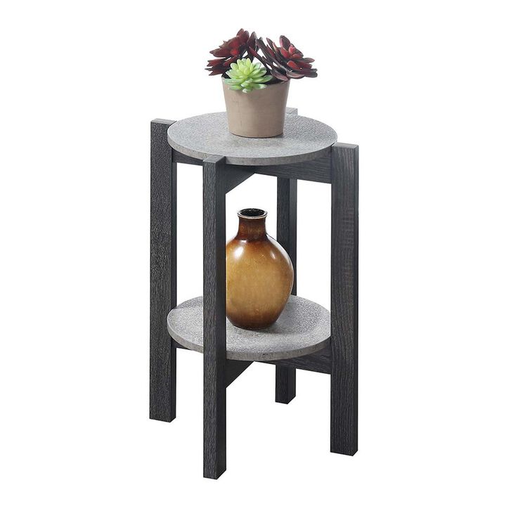 Convenience Concepts Newport Medium 2 Tier Plant Stand Faux Cement/Weathered Gray