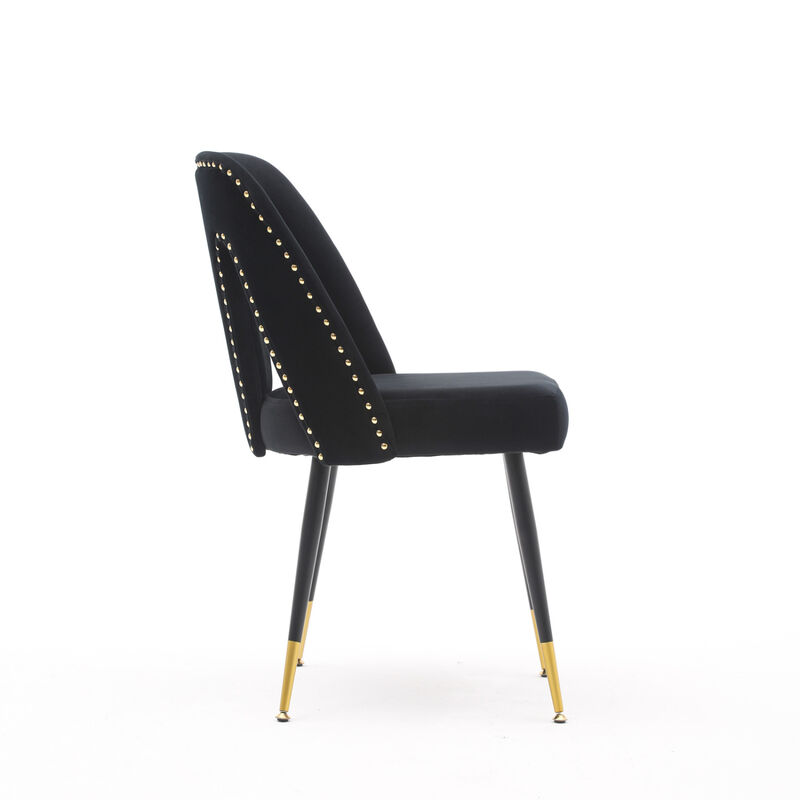 Akoya Collection Modern, Contemporary Velvet Upholstered Dining Chair With Nailheads And Trim