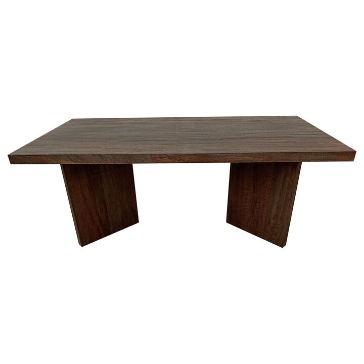 Anisa Coffee Table, 50 Inch Rectangular, Brown Solid Mango Wood Plank Style - Benzara