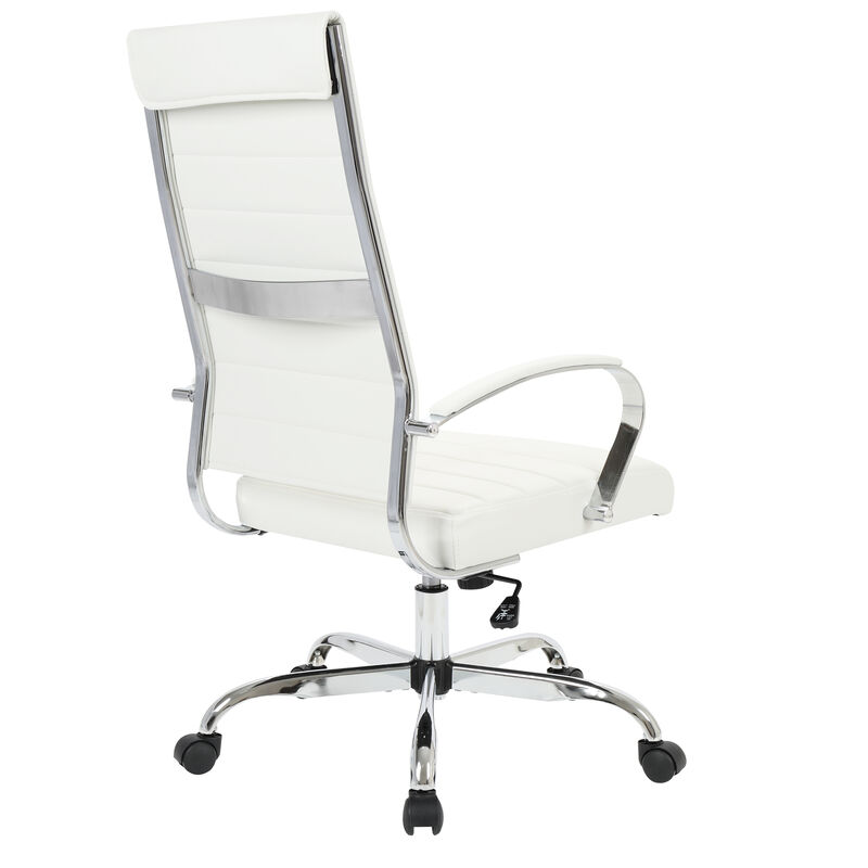 LeisureMod Benmar High-Back Mid-Century Modern Swivel Leather Office Chair – Ergonomic Executive Desk Chair with Adjustable Height, Tilt, and 360-Degree Swivel for Home and Office Comfort