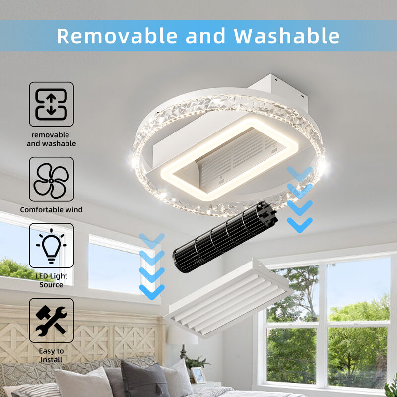 2 0" Modern Leafless Ceiling Fan With Remote Control Removable And Washable, Reversible Motor