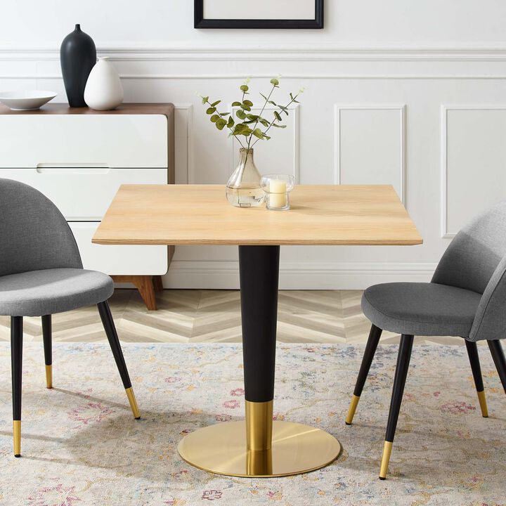 Modway - Zinque 36" Square Dining Table Gold Natural