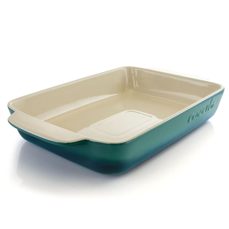 Crock Pot Artisan 4 Quart Rectangular Stoneware Bake Pan in Gradient Teal