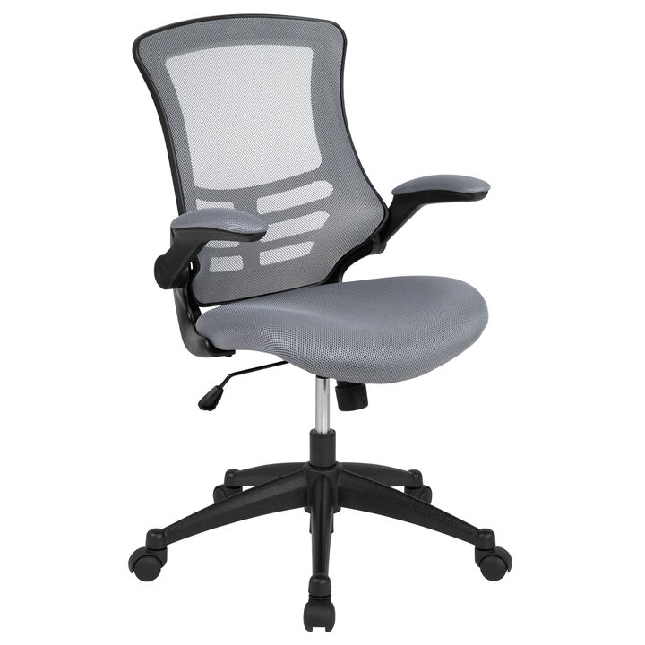 Kelista Mid-Back Green Mesh Swivel Ergonomic Task Office Chair with Flip-Up Arms